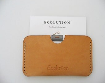 Monogrammed Business Card Holder- hand sewn leather