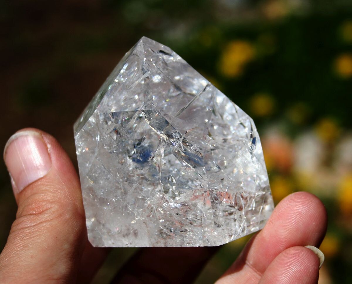 Fire and Ice Quartz Cracked Quartz Polished Tower