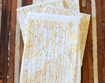 Cloth Napkins - Screen Printed Cotton Cloth Napkins - Eco Friendly Dinner Napkins - Birch Tree - Handmade Cotton Napkins - Reusable