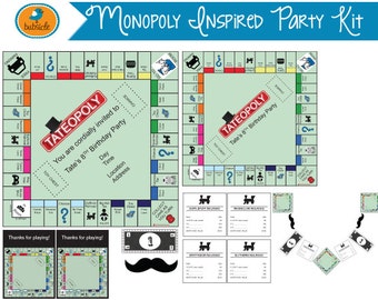 Monopoly Inspired Party Printable Big Kid Birthday Invitation Digitable Kit Monopoly Inspired Party Printable Big Kid Birthday Invitation Digitable Kit