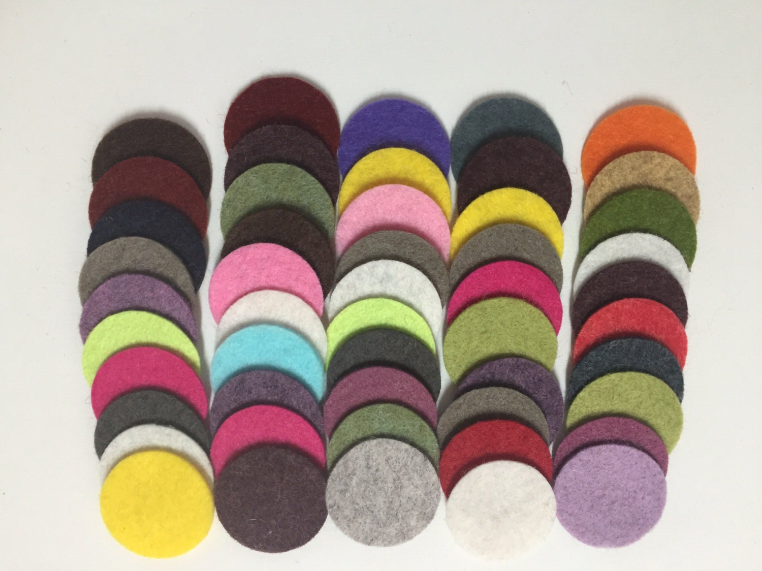 Wool Felt Circles 50 1 inch Random Colored 3460 felted