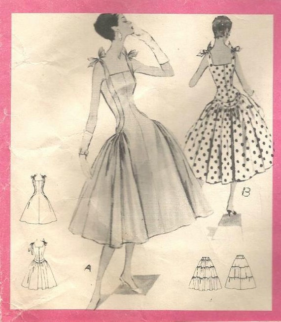 1950s Givenchy Evening Dress Pattern Full Skirt Petticoat