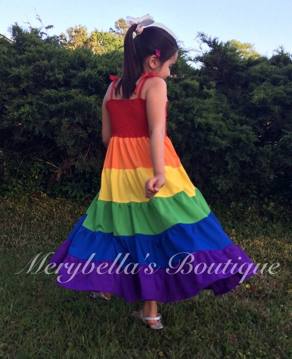 Rainbow dress-twirl dress girl twirly dress-spring summer