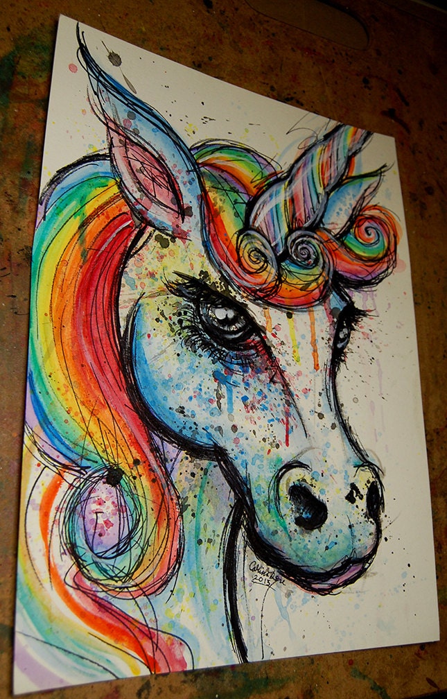ORIGINAL 11x14 in. Acrylic Painting Unicorn II Colorful