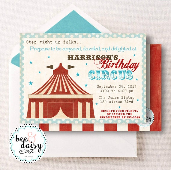 Circus Invitation - Circus Party Invitation - Circus Birthday ...