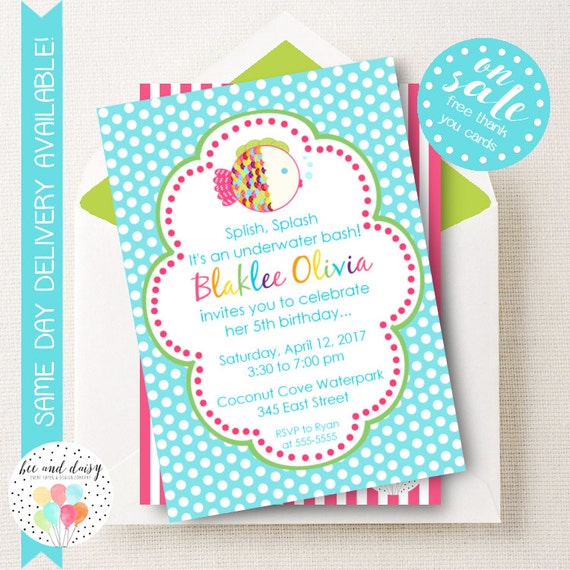 Under the Sea Invitation, Under the Sea Birthday Invitation, Under the Sea Party, Girl First Birthday, Girl Birthday, Under the Sea Invite Il_570xn