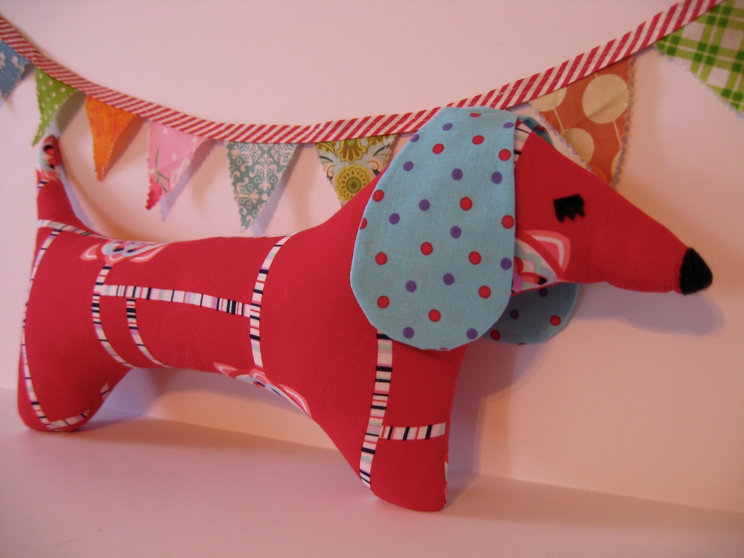 Dachshund Weiner Dog Patchwork Stuffed Plush Toy