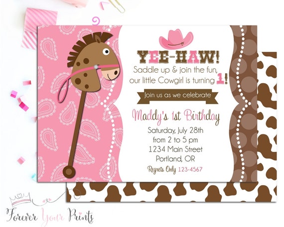 Cowgirl Birthday Invitations, Cowgirl Party Invites, Cowgirl Party Invitations, Cowgirl Invite, Cowgirl Invitation, Girls Birthday Invites Il_570xn