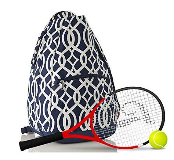 Personalized Tennis Bag NAVY Vine Pattern Tennis Backpack