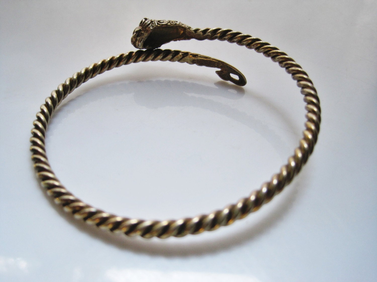 Lion Bangle Continental Jewelry Animal Head Vermeil