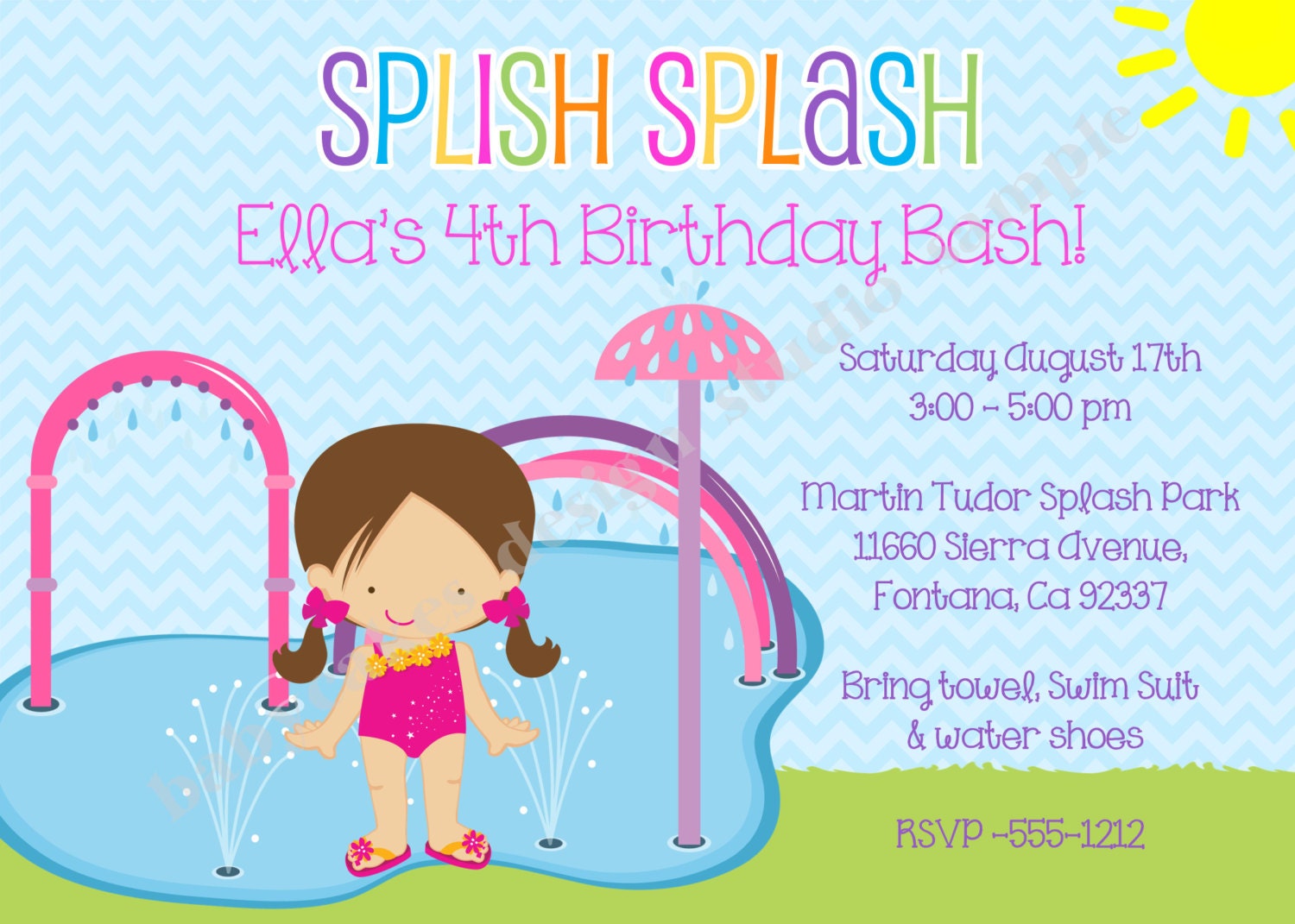Splash Party Invitation invite splash pad birthday invitation
