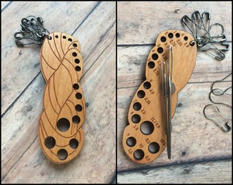 Knitting Needle Gauge: Yarn Skein w/Magnet, Needles & Stitch Markers