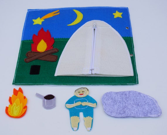 Quiet Book Page / Camping Tent with Zipper / Felt Activity