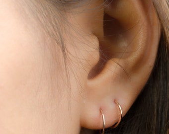 Tiny Hoop Earrings, Sterling Silver, Gold Plated, Gold Filled, Classic Hand Made Hoops, Minimalist, Lunaijewelry, Gift for Her, EAR001