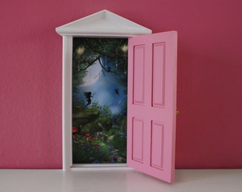 Pink tooth fairy door, wooden and opening comes with key and fairy dust