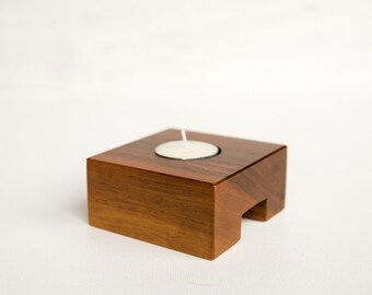 Modern Tealight Holder, Wood Tealight Holder, Walnut Candle Holder, Tealight Candle Holder, Handmade Modern Candle Holder