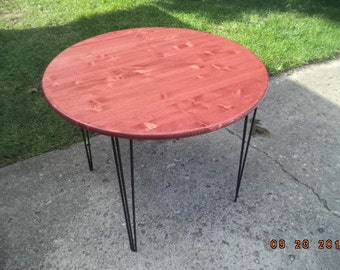 Round Table, Dining Table, Cafe Table, Kitchen Table, Reclaimed Wooden Table, Industrial And Steel Table, Hairpin Legs