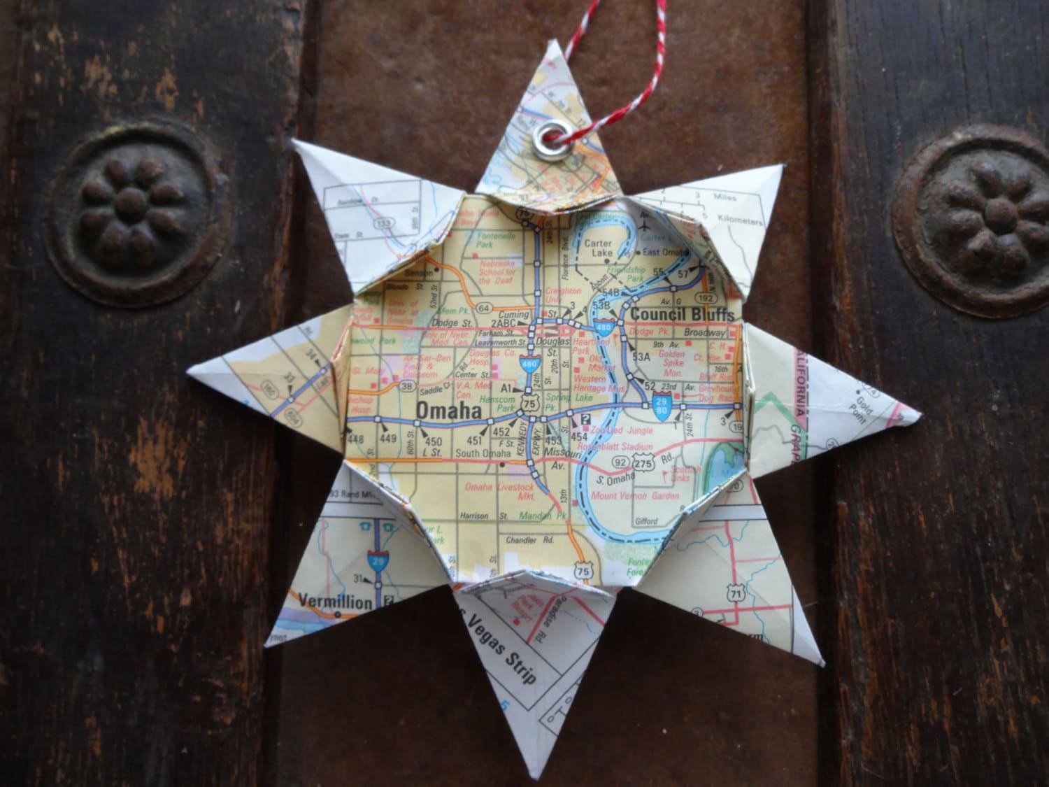 Origami Map Ornament Omaha Nebraska Home Decor Wall Art