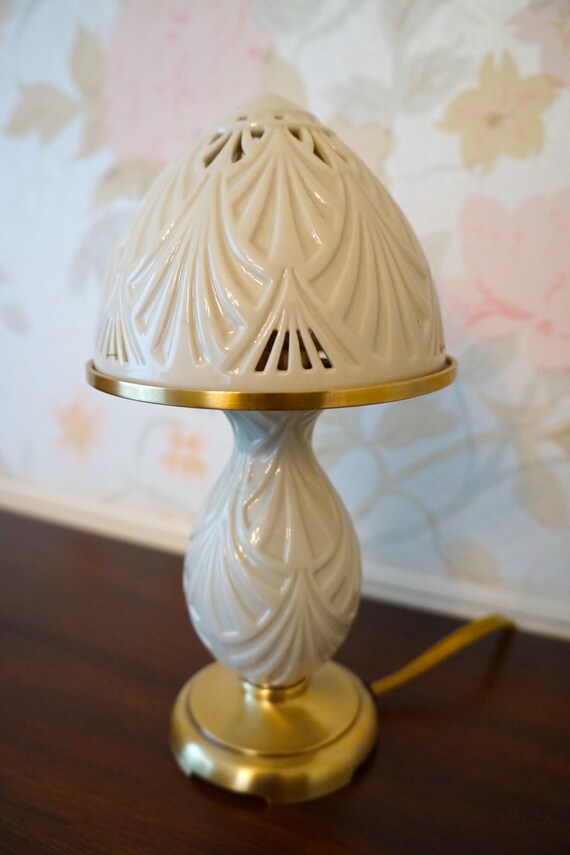 Rare Lenox Porcelain Boudoir Lamp Night Light Reticulated