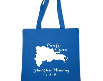 50 Personalized Tote Bags - Custom Design for Dominican Republic or Destination Wedding - Personalize with any State or Country You Like!