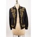 Vintage beaded cardigan / Black angora sweater / Gold floral