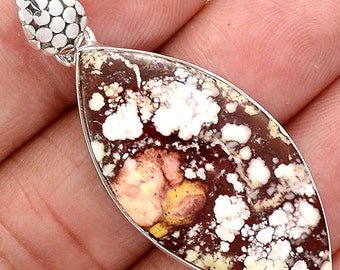 Wild Horse Magnesite Sterling Silver Pendant. 1 7/8" Long
