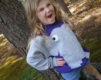 Grape purple Childrens Elephant Trunk sleeve sweatshirt, sweater, elephant jumper, KIDS small, medium or xlarge Special Deal