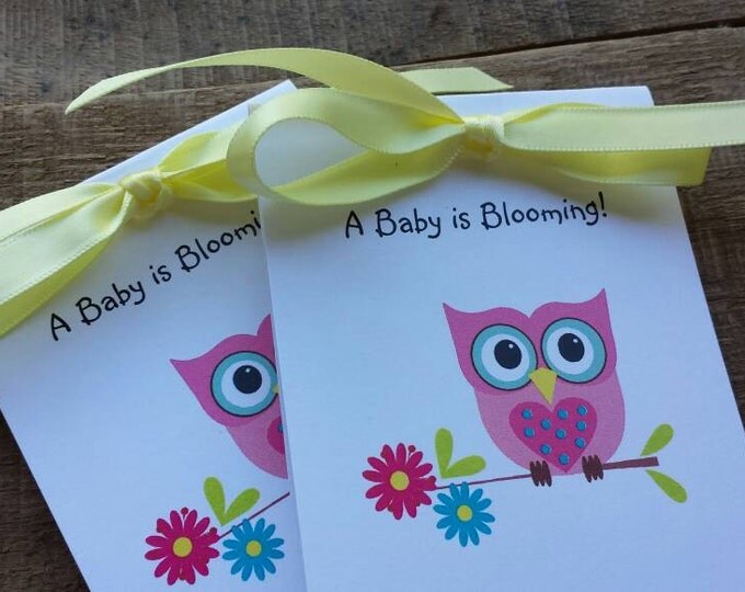 Cute and Fun Pink or Custom Colors Owl Baby Shower Flower Seed Favors SALE CIJ Christmas in July