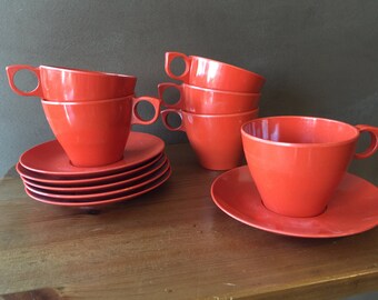 Vintage Melamine cups and saucers