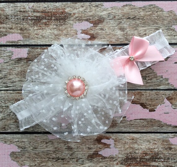 White Headband Tulle Headband Newborn Headband Baby Headband