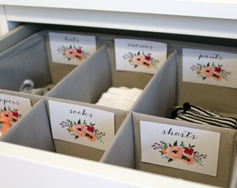 Floral Printable Baby Nursery Drawer Labels - print yourself - Baby Girl, Nursery Decor, Nursery Organization