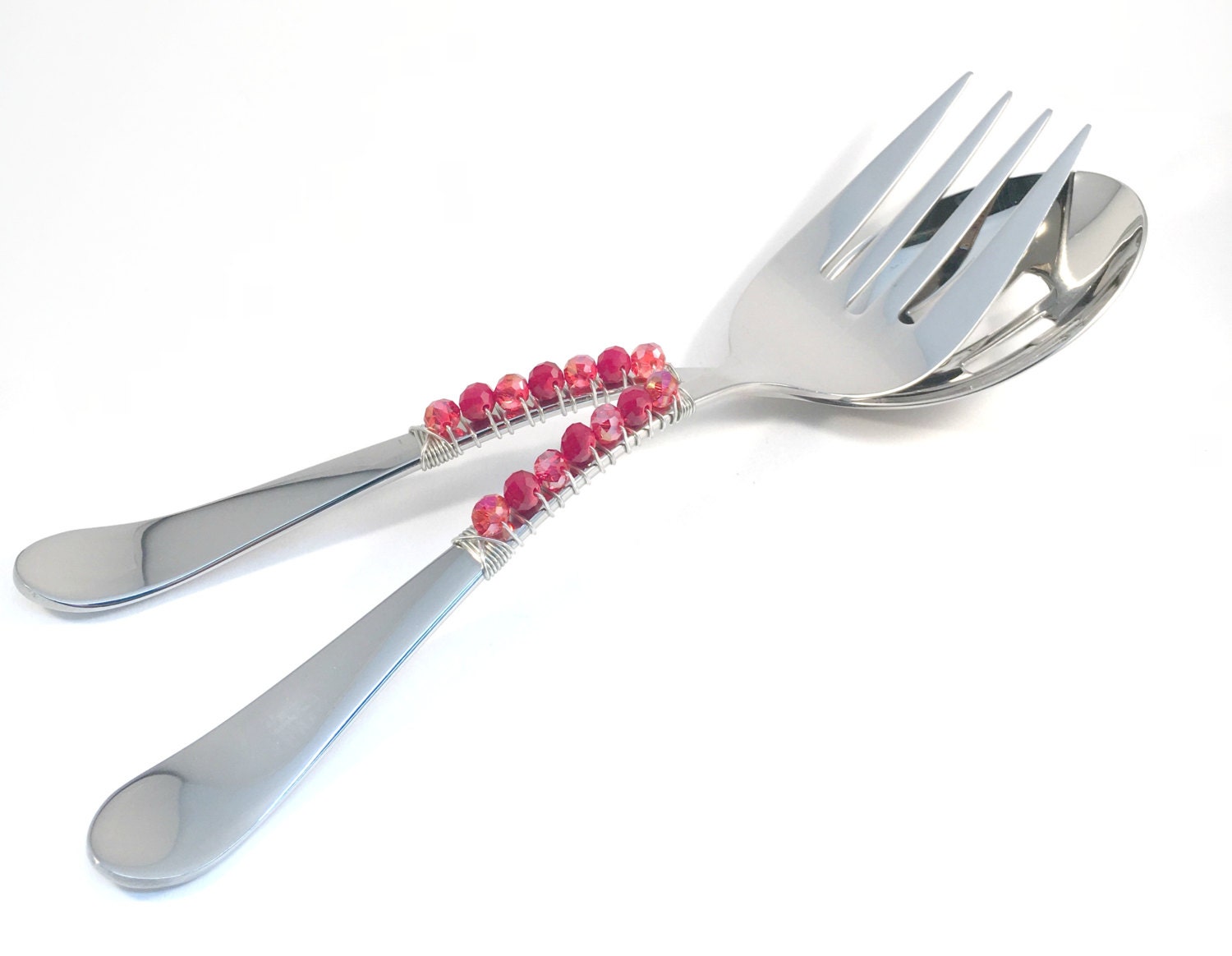 Beaded salad serving set salad utensils serving utensils