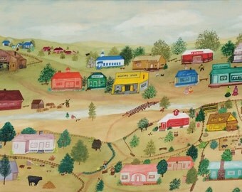 Pennsylvania Dutch Folk Art Amazing painting Farming Country Life