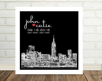 Personalized Gift Art City Skyline - Any City Available Wedding Gift Personalized Engagement Gift For Boyfriend Gift for Girlfriend