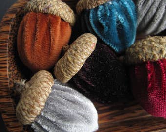 Velvet Acorns, Velveteen Acorns, Set of 3