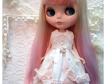 CottonCandyWorkshop Blythe Dress, pink flowery lace Dress