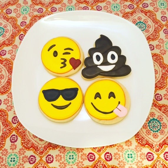 One Dozen Emoji Sugar Cookies by on Etsy