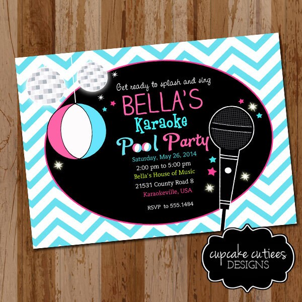 Karaoke Pool Party Disco Digital Custom by CupcakeCutieesParty