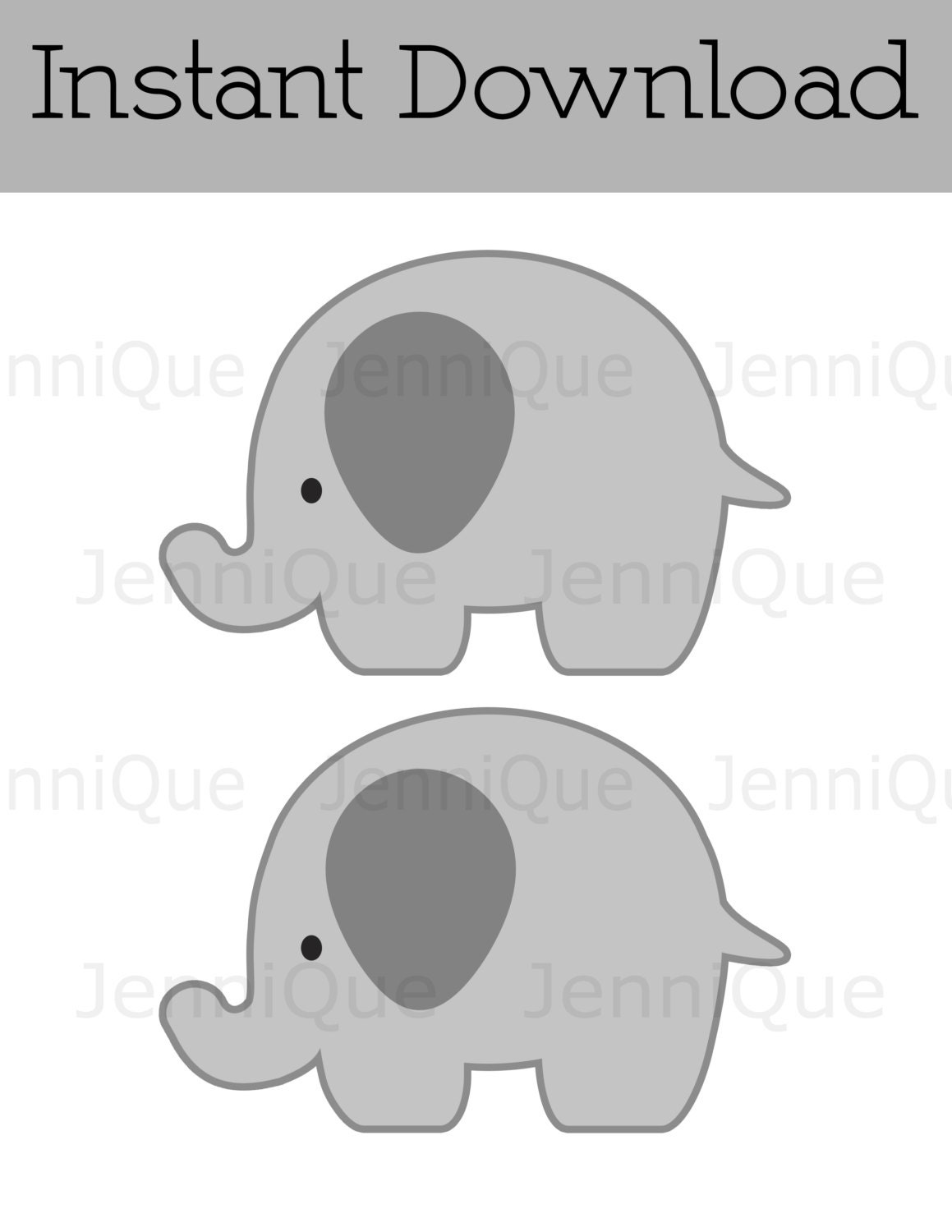 Printable Elephant Party Decor Gray Elephant Cut Out