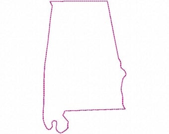 Raggy Applique State of Alabama Machine Embroidery Design - 4 Sizes