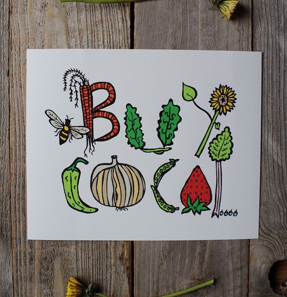 Buy Local Art Print Farmers Market Wall Art by OneLaneRoad