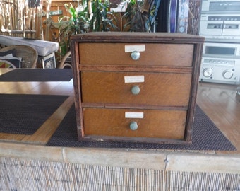 Vintage Handmade Wooden Tool Box with drawers
