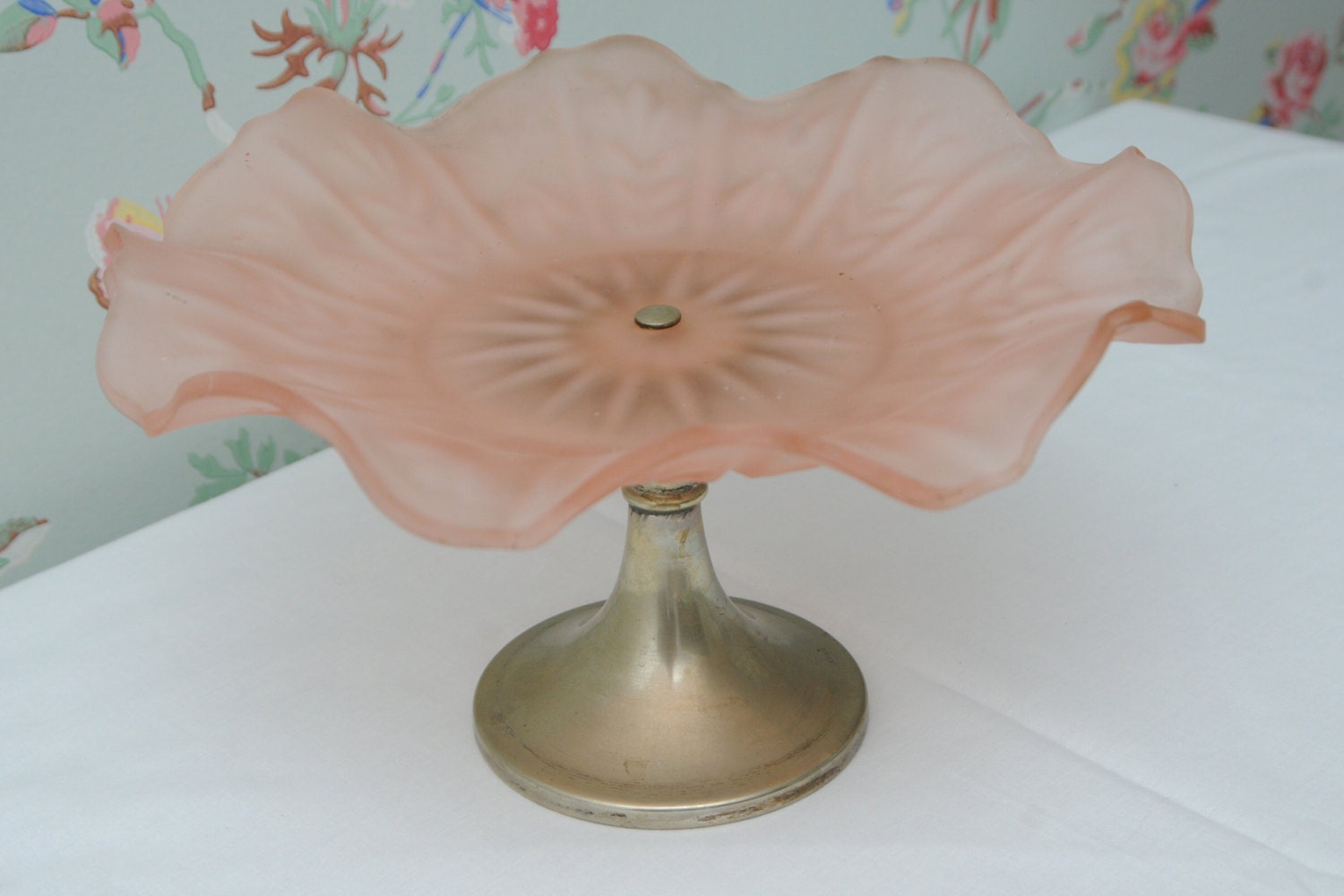 Pink Depression Glass Cake Stand