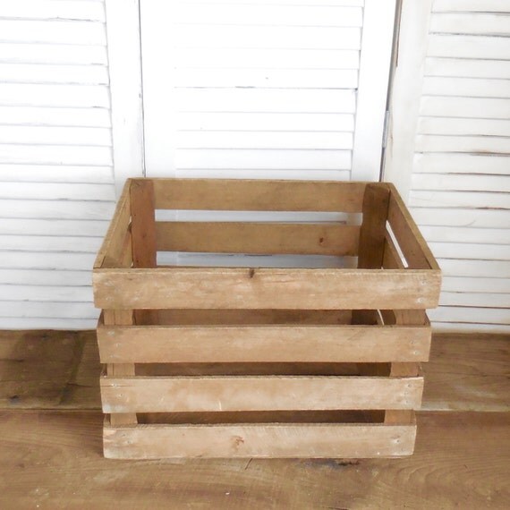 Rustic Orchard Crate Wooden Apple Crate by OldRedHenVintage