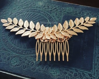 Gold Leaf Hair Comb Bridal Hair Accessories Woodland Wedding Hair Slide for Bride Bridal Hair Comb Rustic Leaves Comb