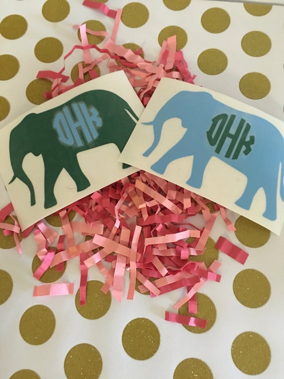 Items similar to Elephant Monogram Decal Monogram Elephant Car