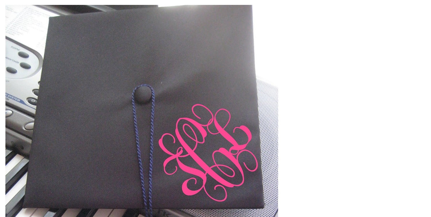 Graduation Cap Monogram Vinyl Decal