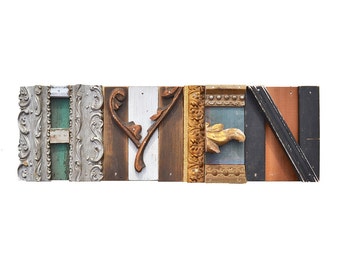 reclaimed wood, AMEN sign, architectural salvage, vintage sign letters, ORIGINAL ART by Elizabeth Rosen