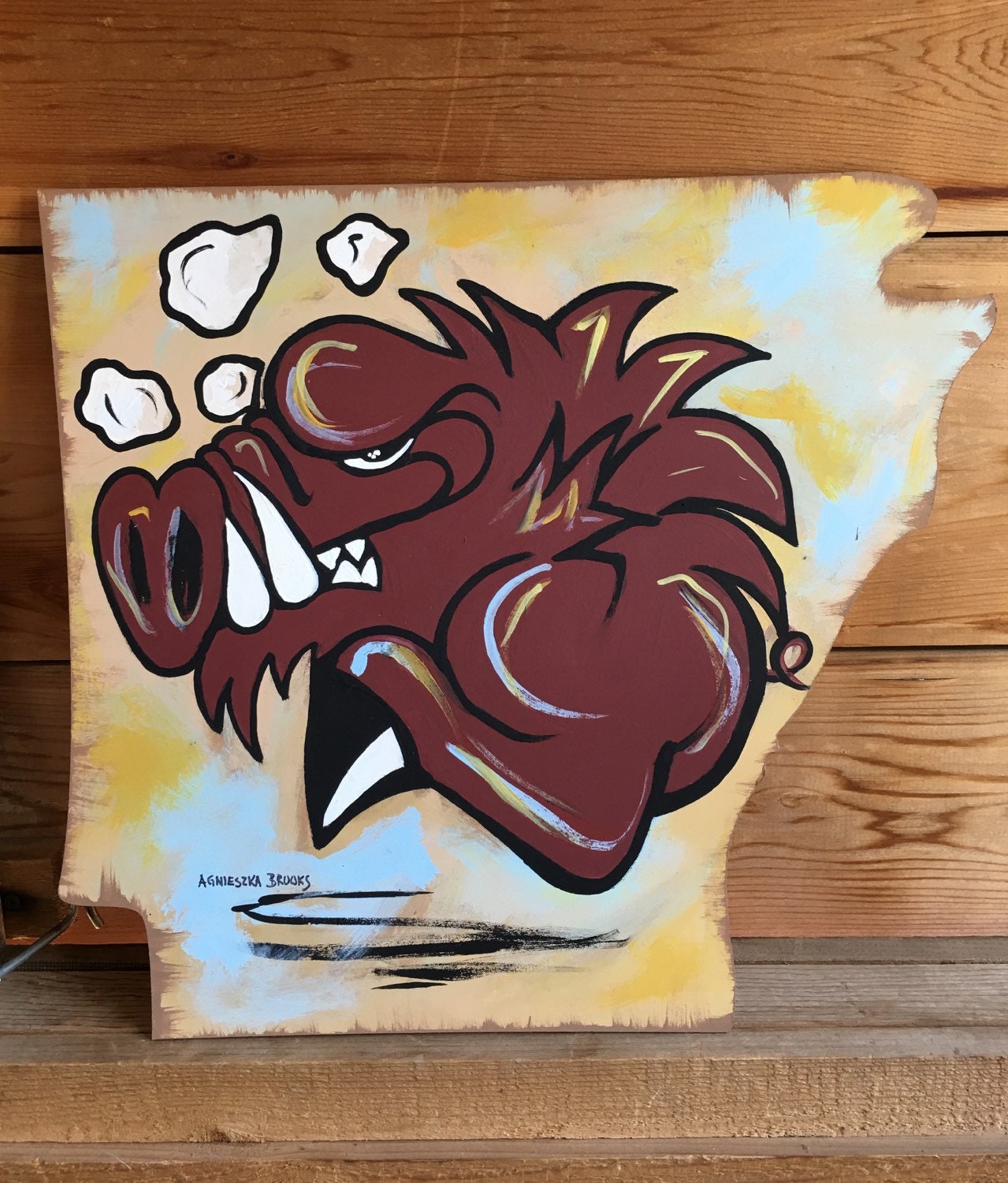 Arkansas Razorback Painting Signed and Licensed by AgnieszkasArt