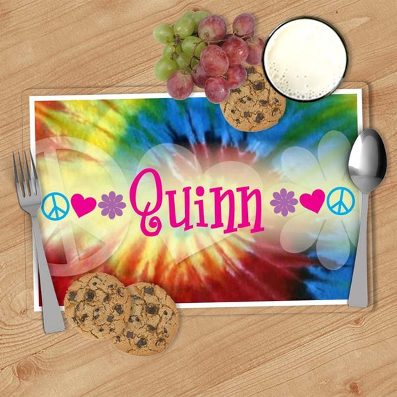 Tie-Dye - Kids Personalized Placemat, Customized Placemats for kids, Kids Placemat, Personalized Kids Gift Il_570xn